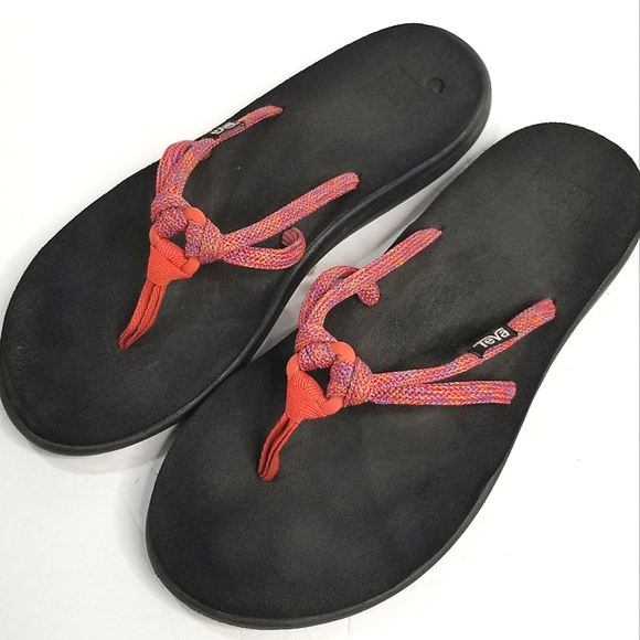 Teva Women's Voya Tri 'Mush' Topsole Flip Flops- Pink/Purple Strap- Size 9 - Picture 3 of 7